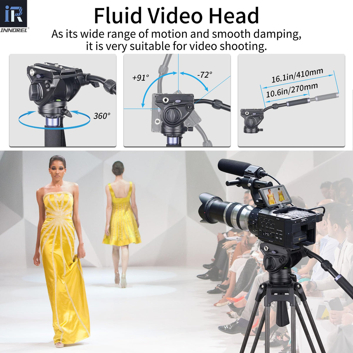 Heavy Duty Tripod Fluid Head with Sliding Plate O8266