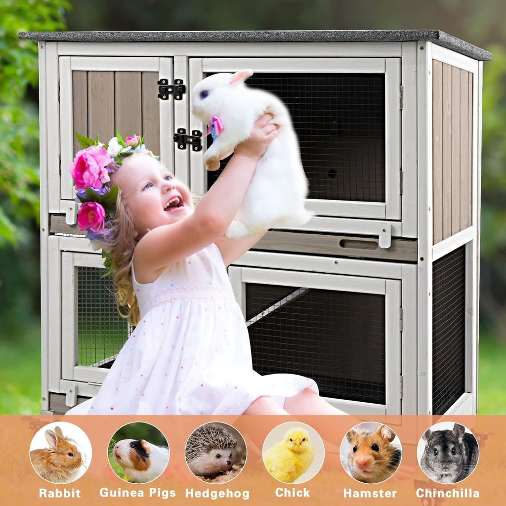36" L 2-Story Rabbit Hutch on 4 Wheels Q994