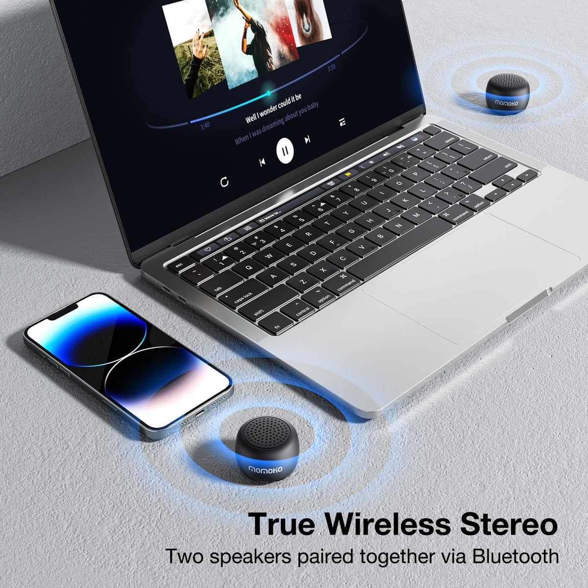 Black Mini Bluetooth Speaker with Built-in Mic W624