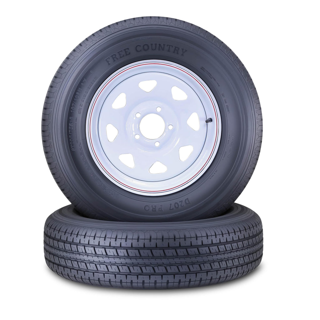 Trailer Tire Wheel ST205/75R15 8PR 5X4.5 White Spoke Pk2 V81093