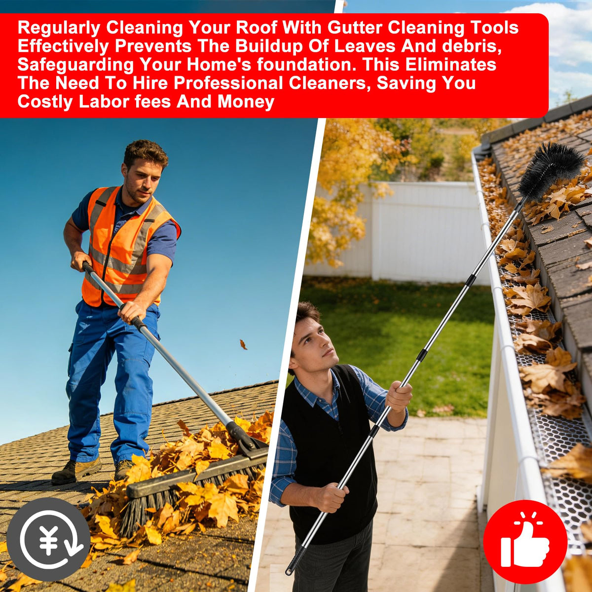 12.7FT Long Adjustable Gutter Cleaner & Brush O229