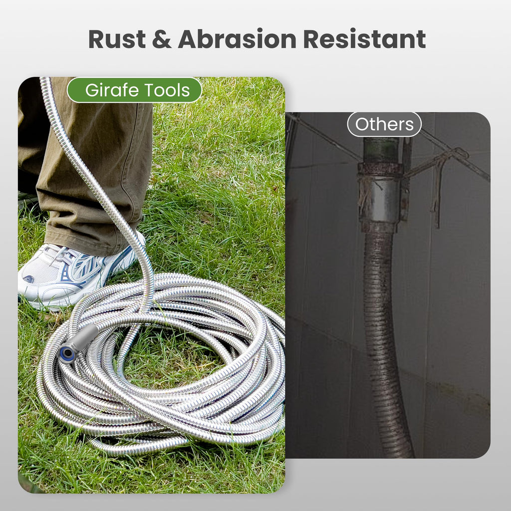 100ft Stainless Steel Garden Hose with Spray Nozzle D426