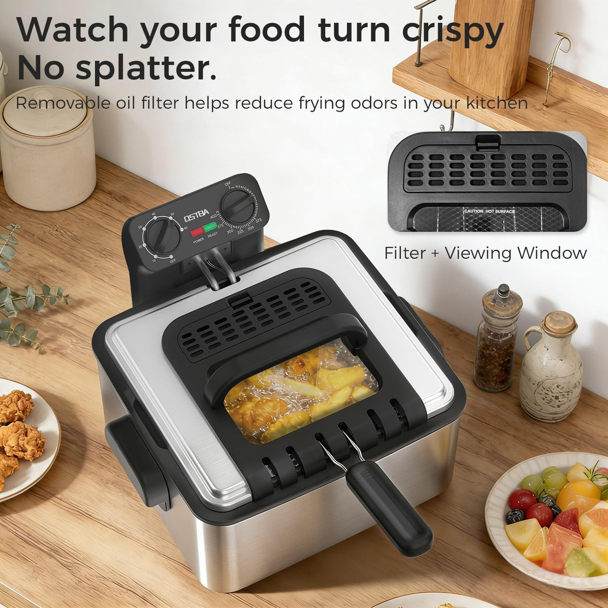 Electric Deep Fryer with 3 Baskets, 4.75QT Stainless Steel M8246