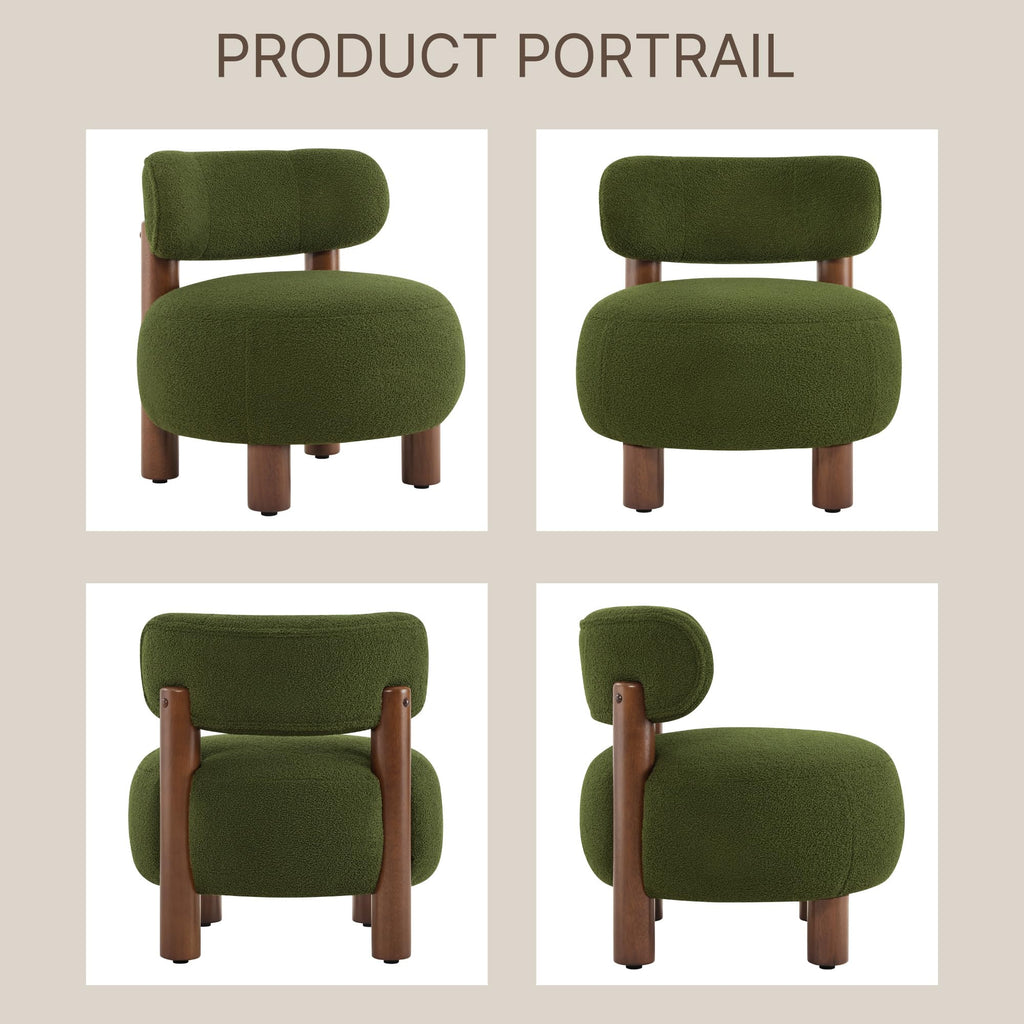 Green Boucle Accent Chair Set of 2 P634