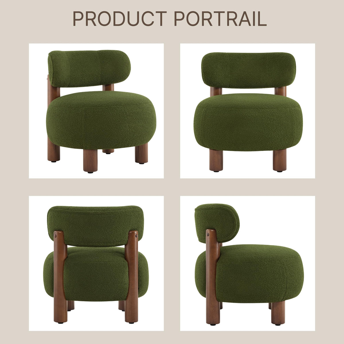 Green Boucle Accent Chair Set of 2 P634