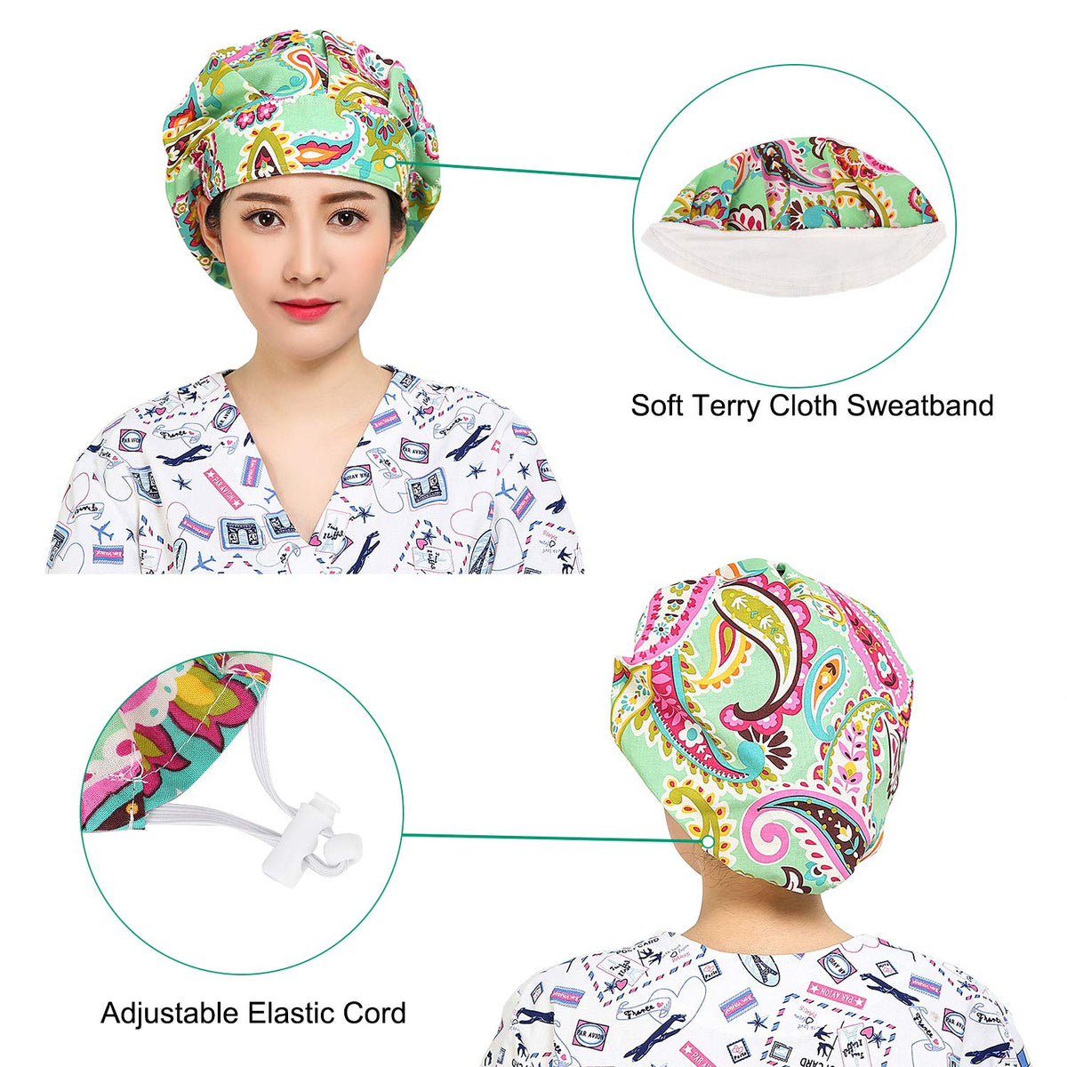 2 Pack Adjustable Cotton Working Cap with Sweatband I6453