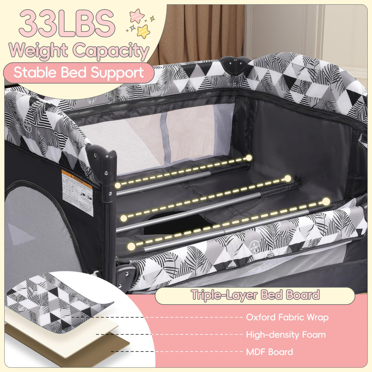 5-in-1 Baby Bassinet Bedside Sleeper with Changing Table N605
