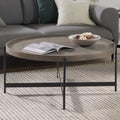 42-Inch Round Concrete-Coated Wood Coffee Table with Tray Top Q664254