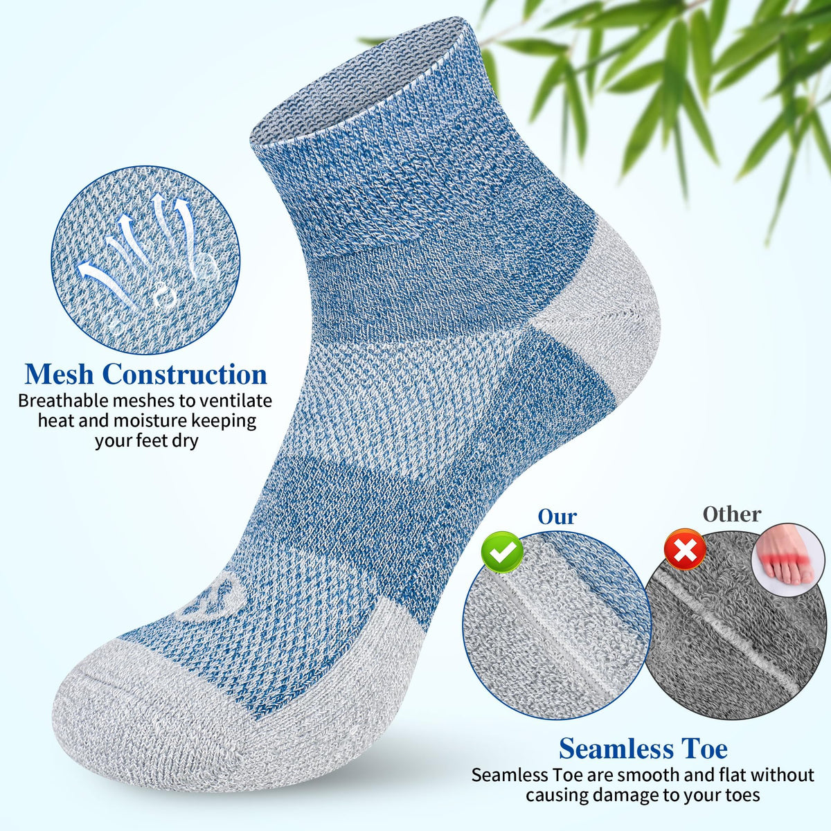 6 Pairs Ankle & 6 Pairs Low Cut Diabetic Socks Size 9-12/10-13/13-15 Y7440