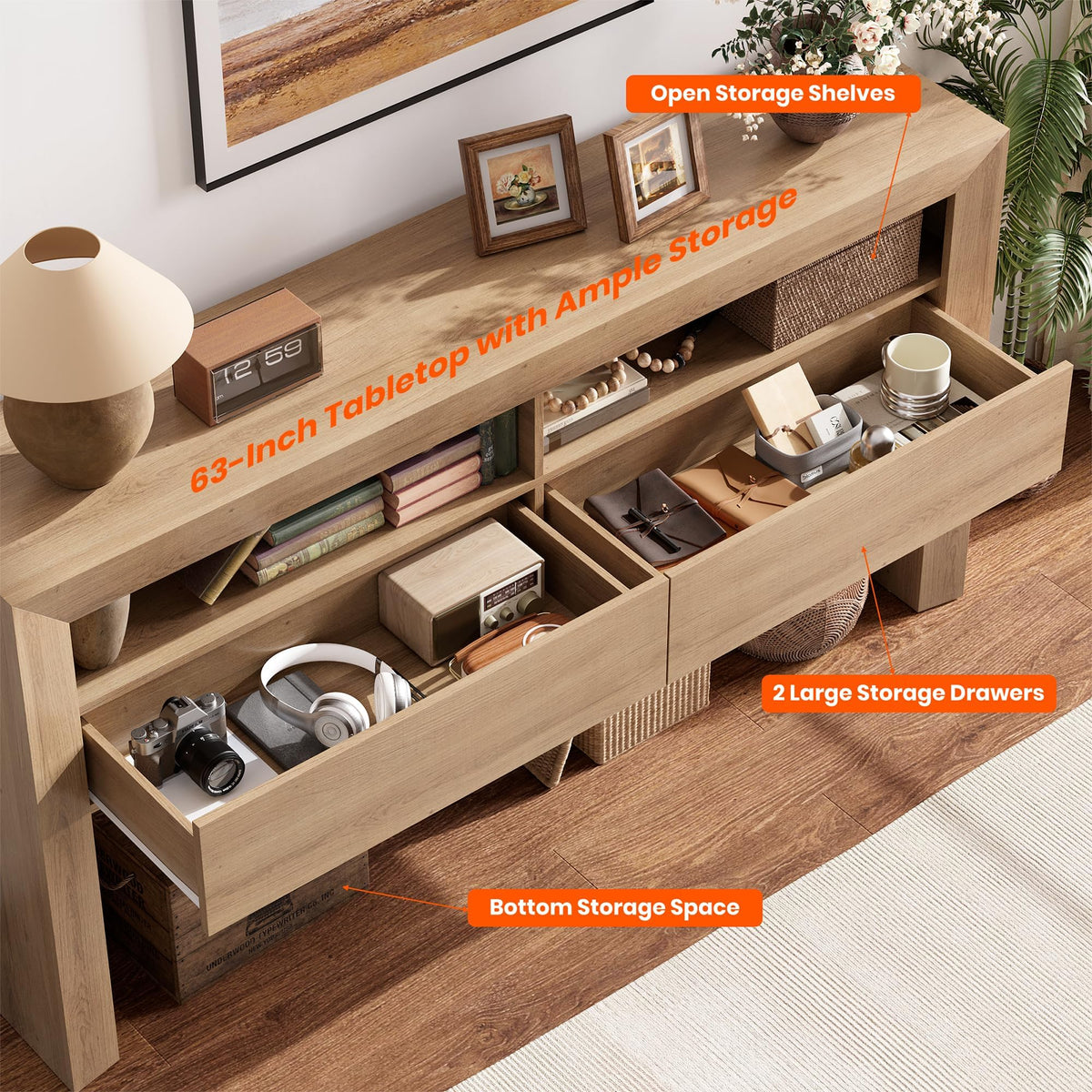 63" Console Table with 2 Drawers Q746