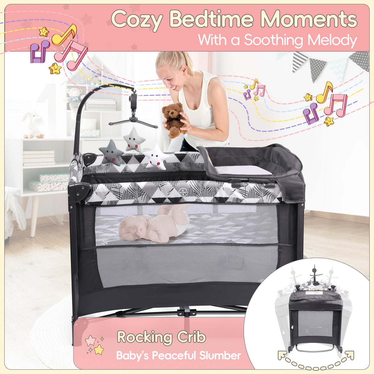5-in-1 Baby Bassinet Bedside Sleeper with Changing Table N605