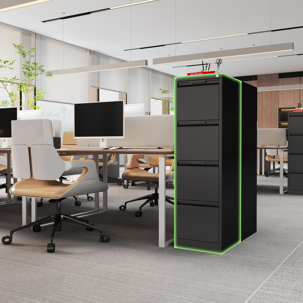 Black 4 Drawer Metal File Cabinet with Lock R7473