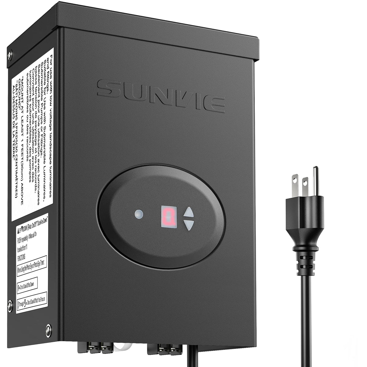 200W Low Voltage Landscape Lighting Transformer with Timer and Photocell Sensor W3852