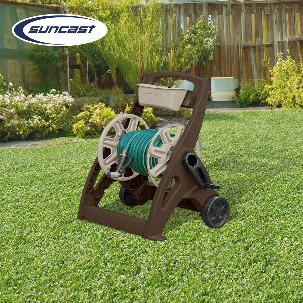 Lightweight Portable Garden Hose Reel Cart with Wheels and Crank Handle Y780