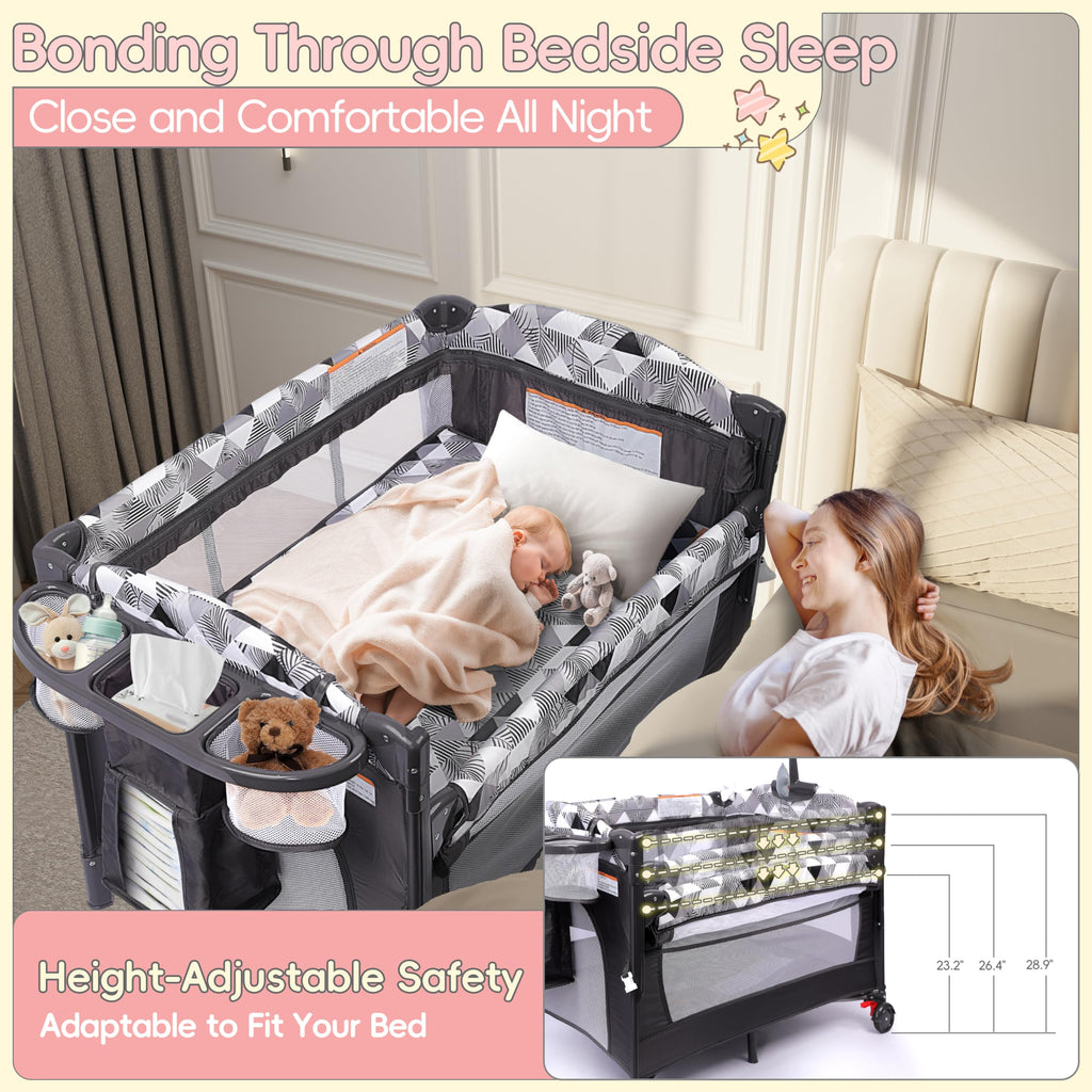 5-in-1 Baby Bassinet Bedside Sleeper with Changing Table N605
