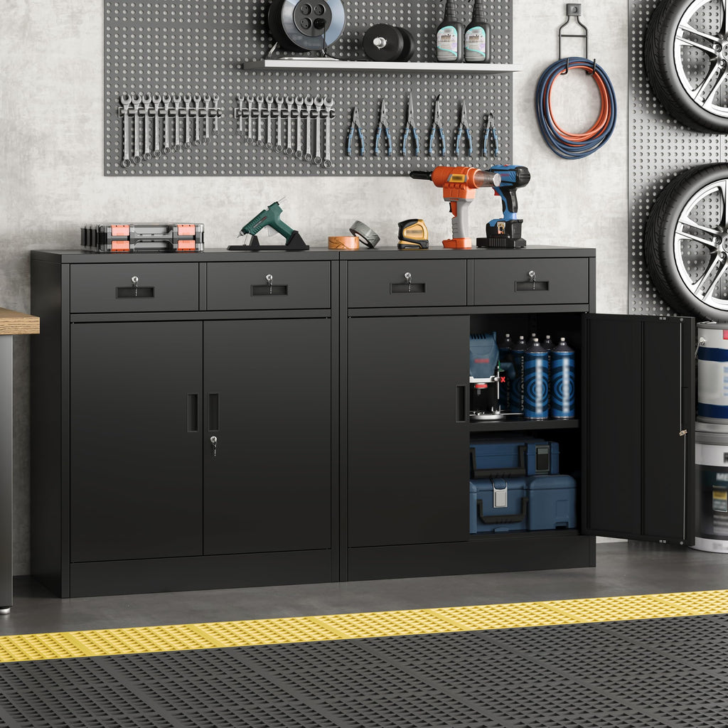 Metal Storage Cabinet with 2 Drawers & Shelves B5808